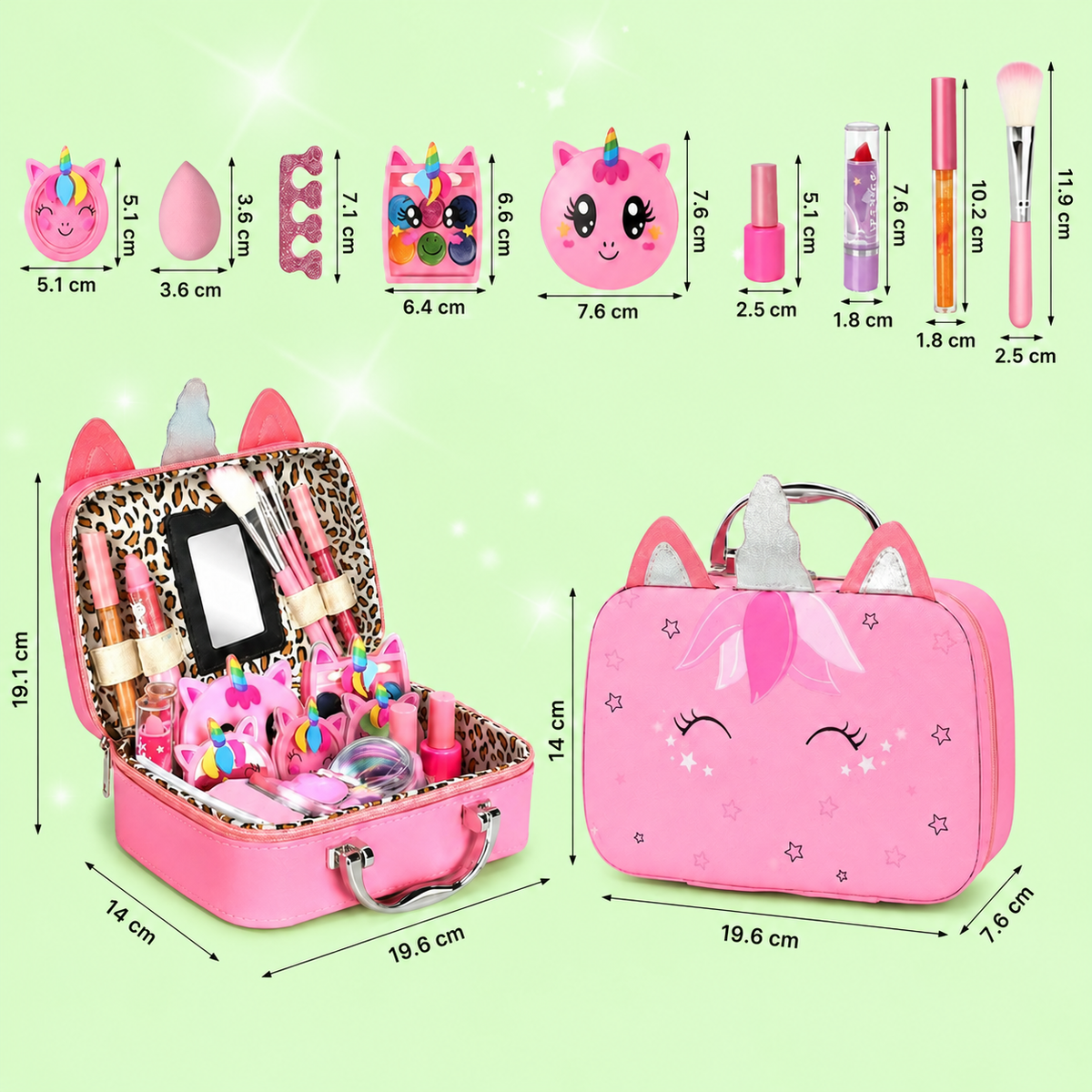 Kids’ Eco-Friendly & Easy-to-Wash Princess Makeup Kit with Cosmetic Bag