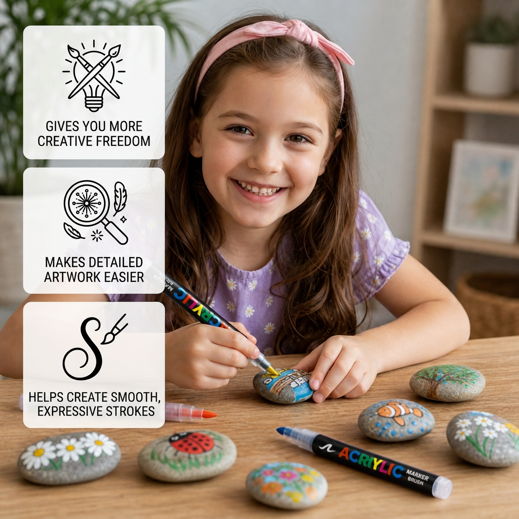 Dual-Tip Acrylic Paint Marker Set with Fine & Brush Tips
