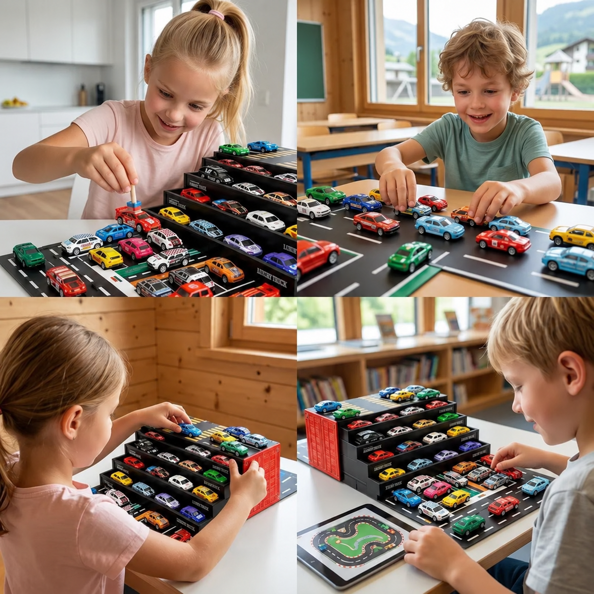48-Piece Mini Die-Cast Pull-Back Car Set with Storage Container Box