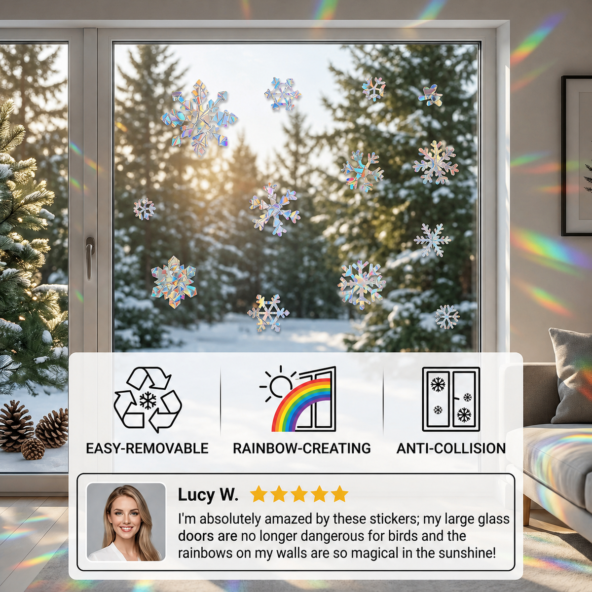 Reusable Snowflake Suncatcher Window Stickers