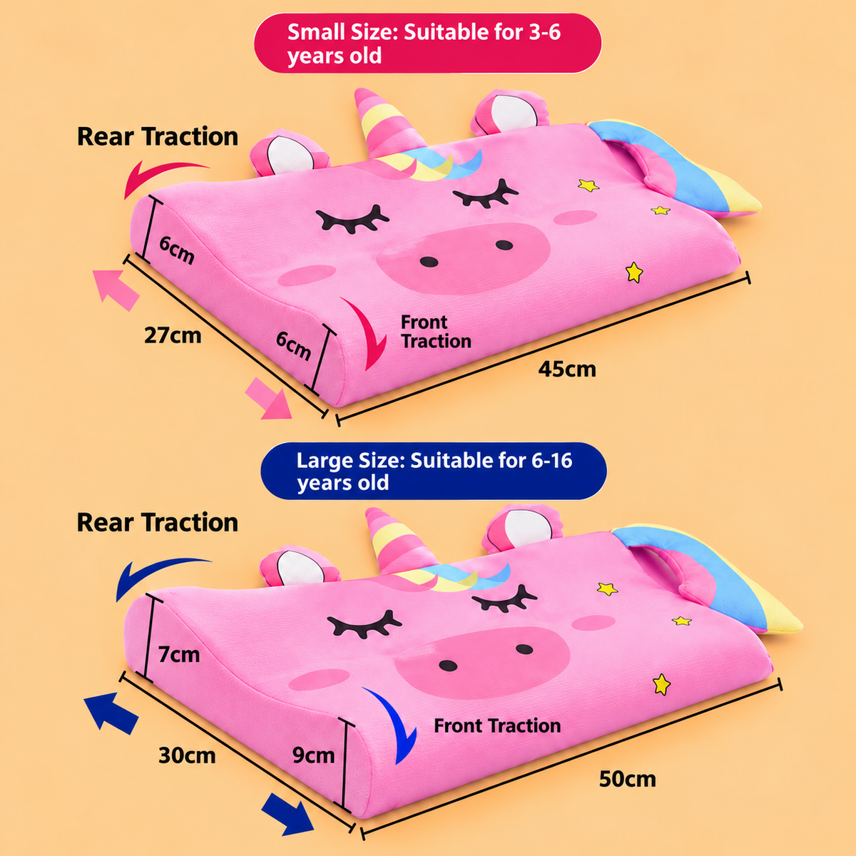 Calming Ergonomic Kids’ Pillow with Cartoon Animal Pillowcase