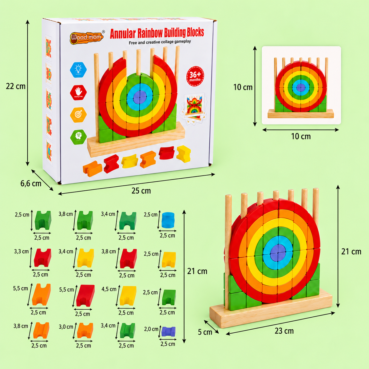 Montessori Wooden Rainbow Stacking & Matching Puzzle