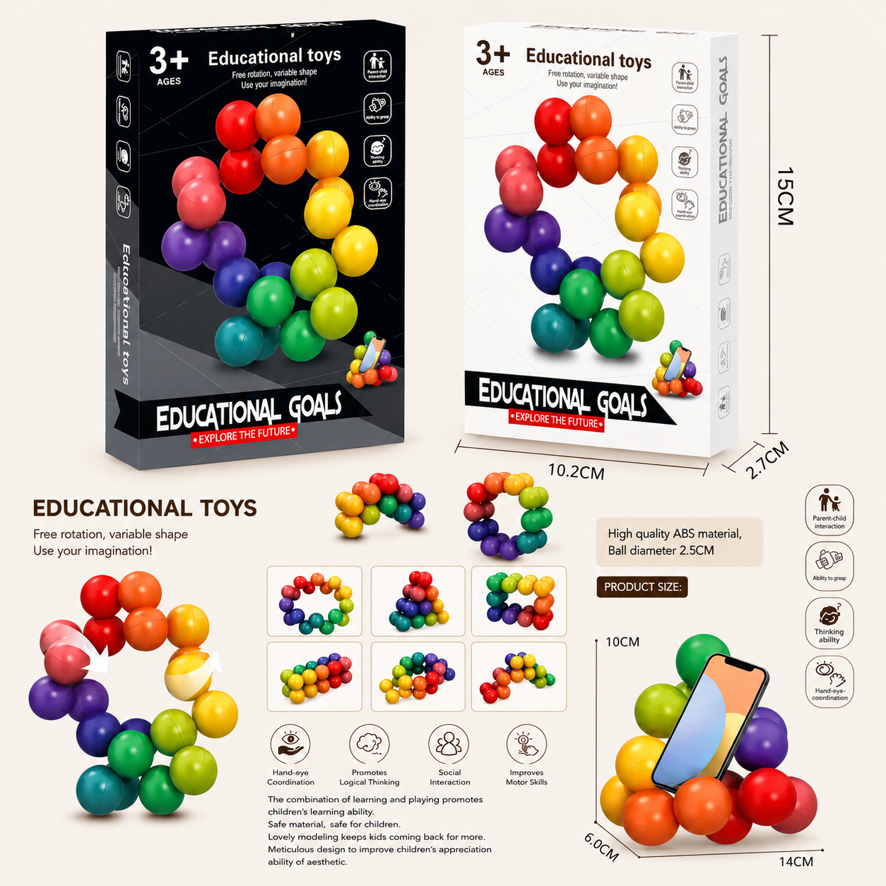 Colorful 3D Ball Building Set – Creative Construction & Fine Motor Skills Learning Toy for Kids
