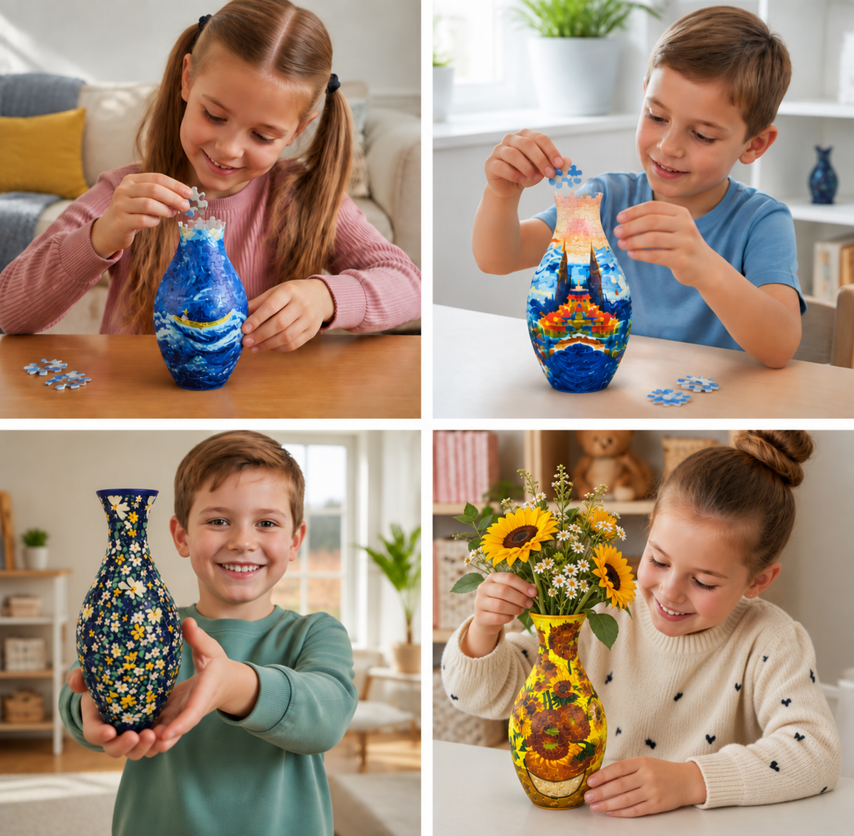 DIY 3D Jigsaw Puzzle Flower Vase