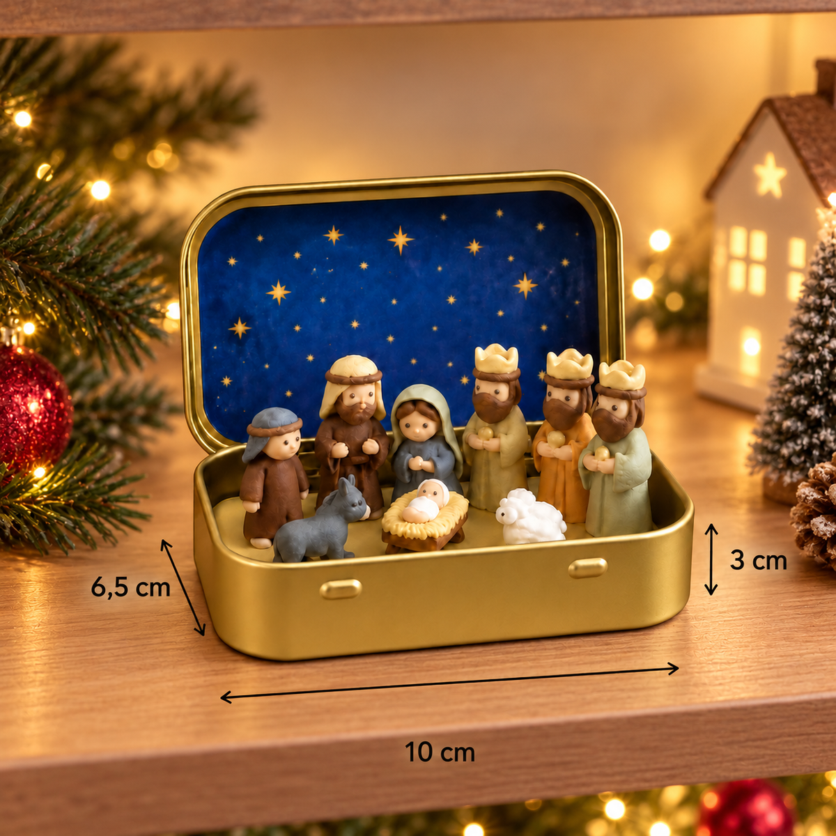 Mini Nativity Scene in a Box – Hand-Painted Christmas Figurine Set