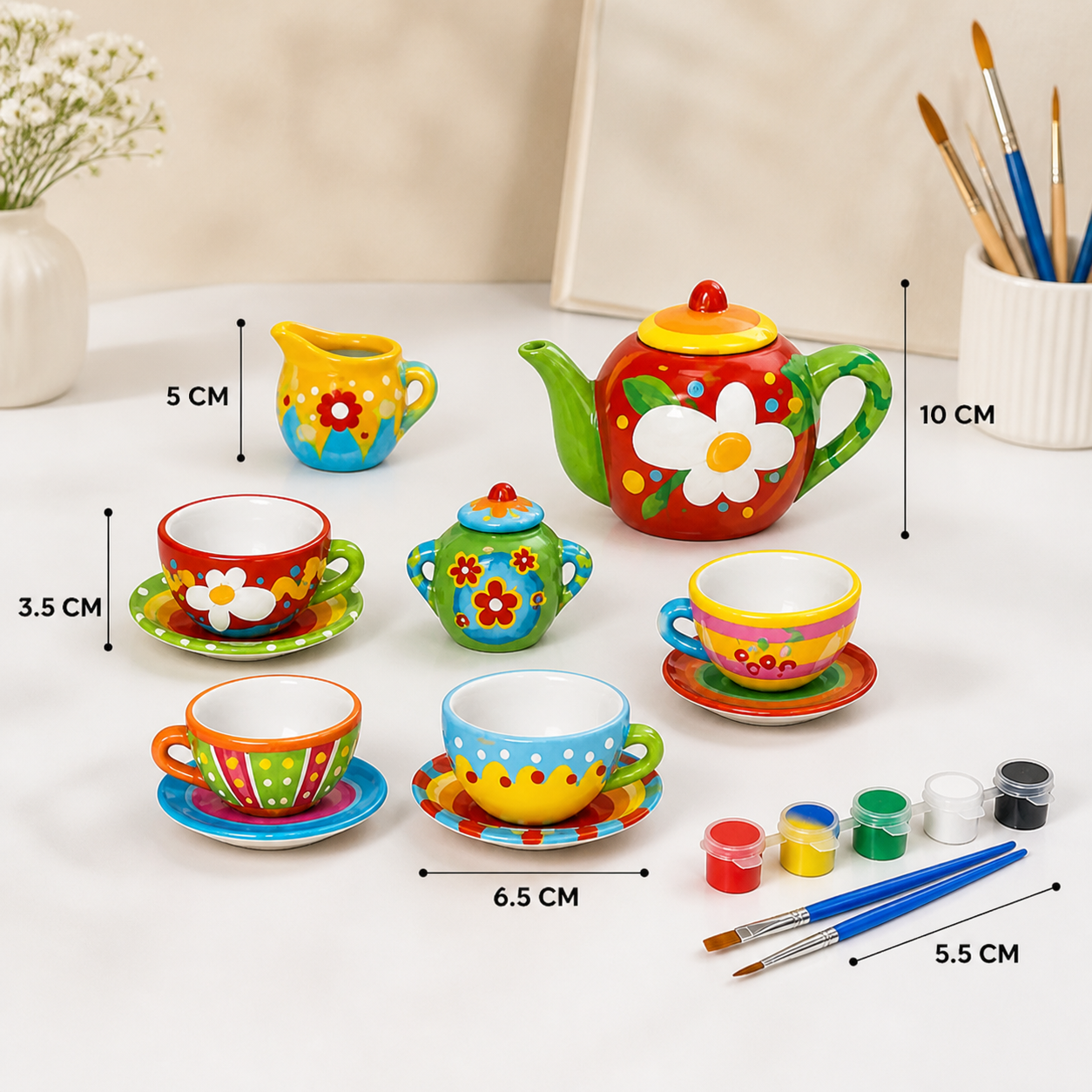 DIY Ceramic Tea Set Painting Kit for Kids