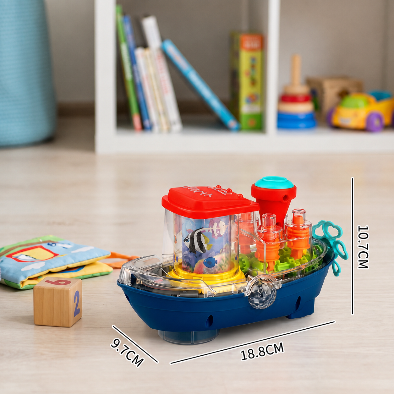 Light-Up Gear Boat – Musical Electric Toy Boat for Kids