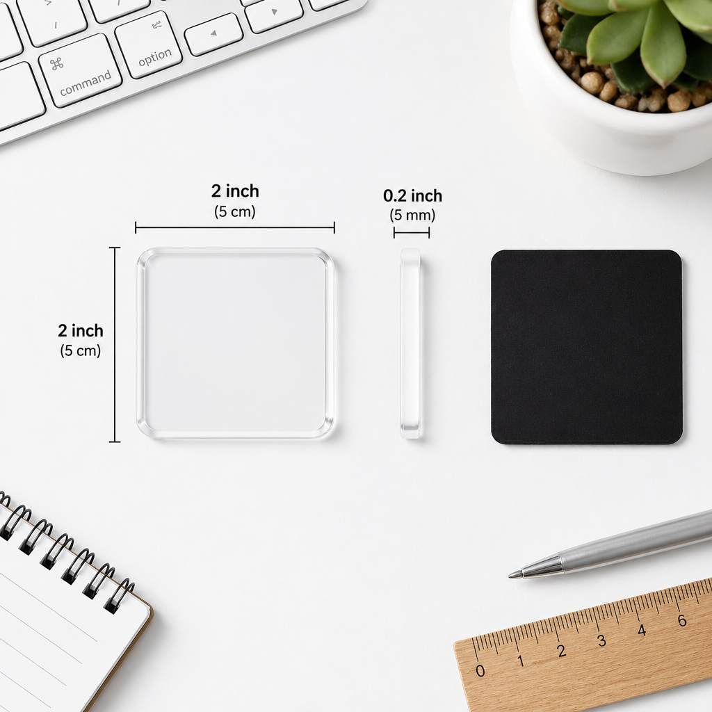 Clear Acrylic Magnetic Photo Frames with Adhesive Backing