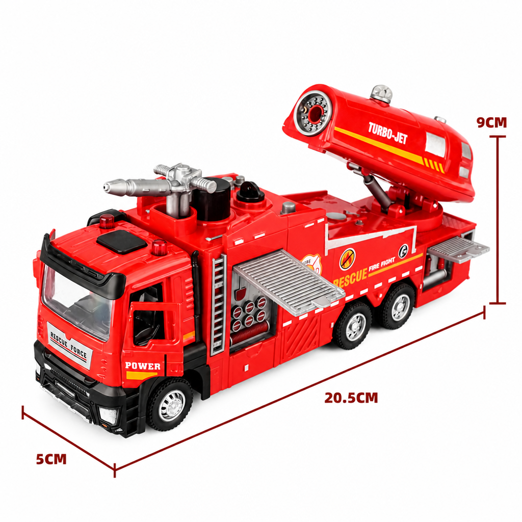 Pull-Back Fire Truck Toy with Water Spray, Lights & Sounds