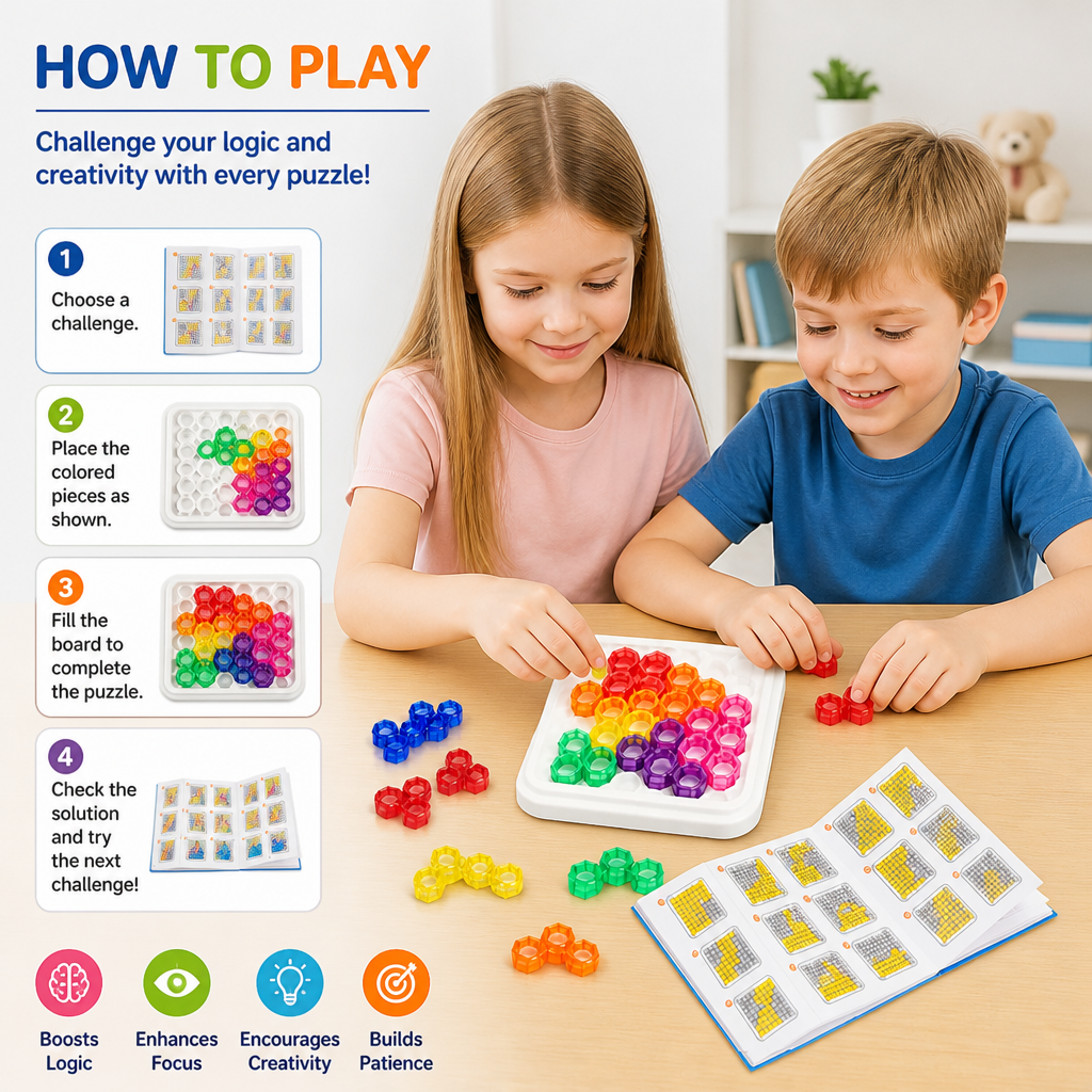 Rainbow Bead Puzzle Board – Logic & Problem-Solving Game