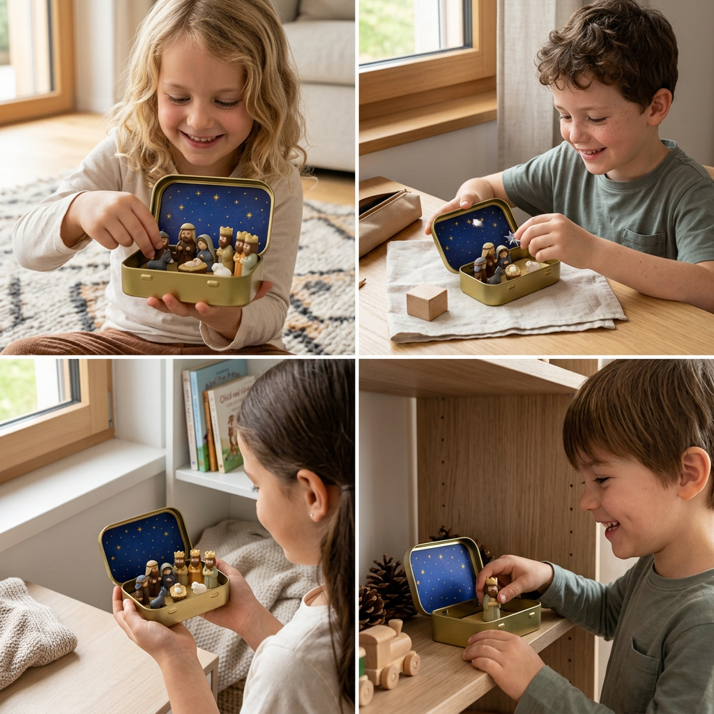Mini Nativity Scene in a Box – Hand-Painted Christmas Figurine Set