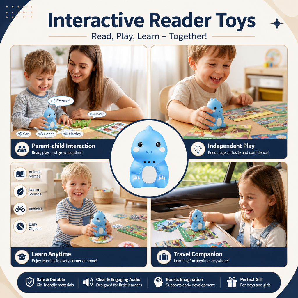 Interactive Dinosaur Talking Flash Cards & Stickers – Montessori Phonics & Sight Words Learning Set