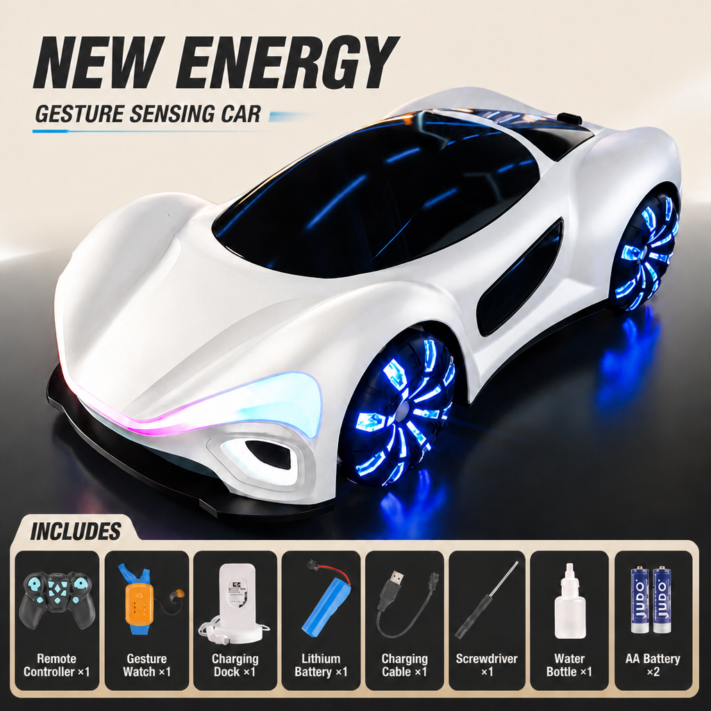 Light-Up RC Drift Car with Spray Effect & Charging Station