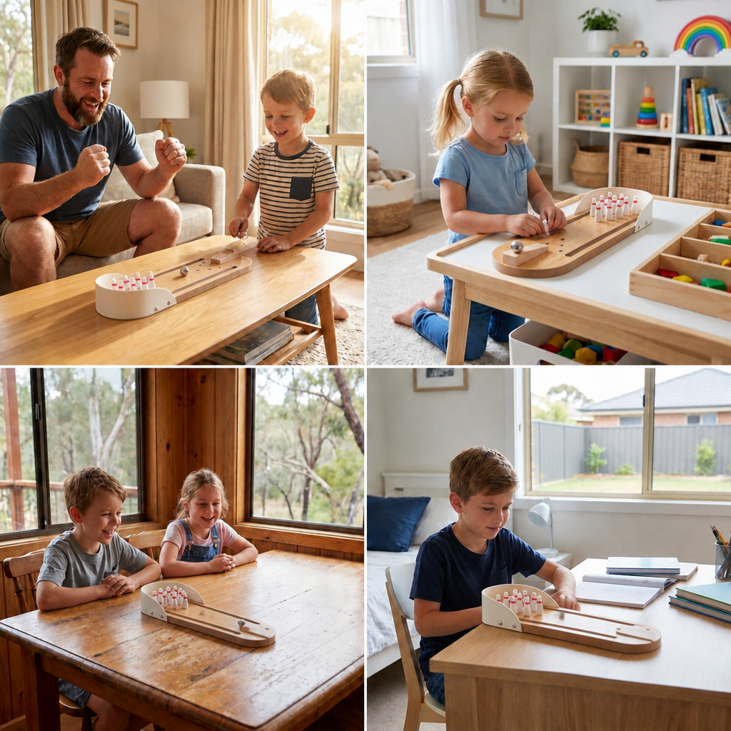 Wooden Mini Bowling Game – Portable Desktop Bowling Set for Kids
