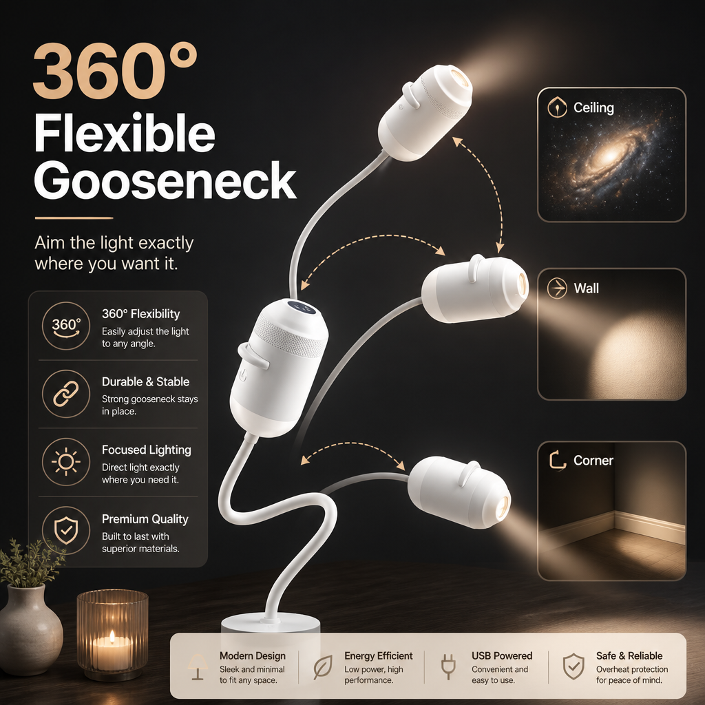 NightSky Dimmable USB Galaxy Projector with Stars & Aurora Effects