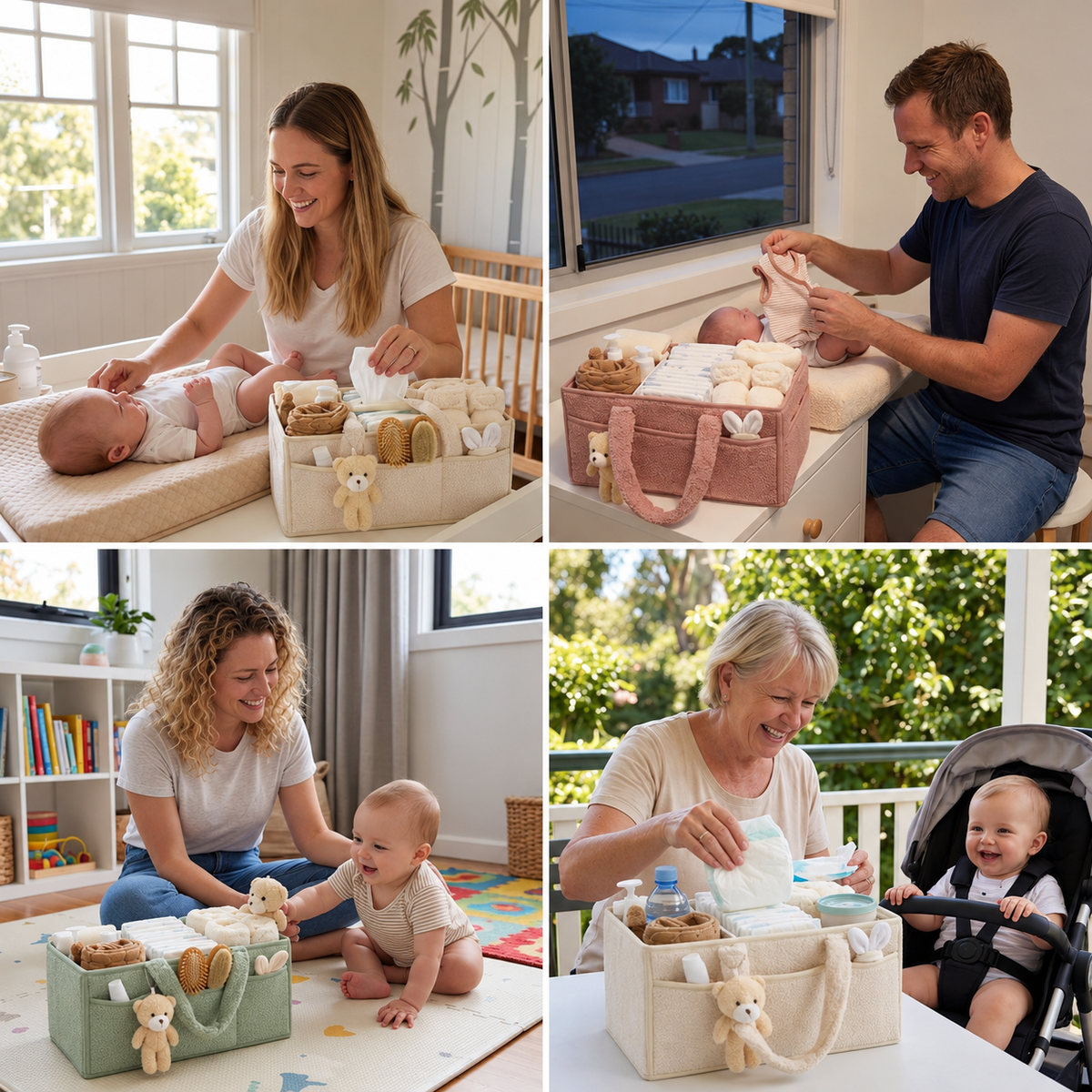 Plush Sherpa Baby Diaper Caddy – Storage Basket for Nursery & Changing Table