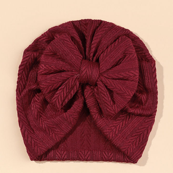 Ruched Baby Turban with Bow – Soft Knit Newborn Hat