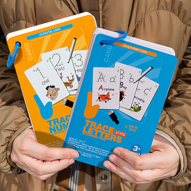 Reusable number and letter tracing book for children