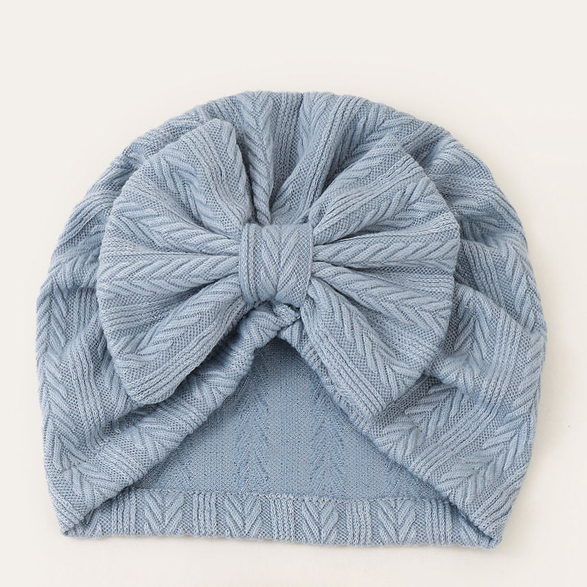 Ruched Baby Turban with Bow – Soft Knit Newborn Hat