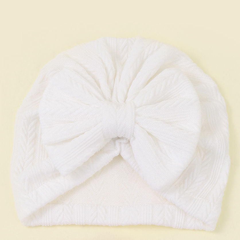 Ruched Baby Turban with Bow – Soft Knit Newborn Hat