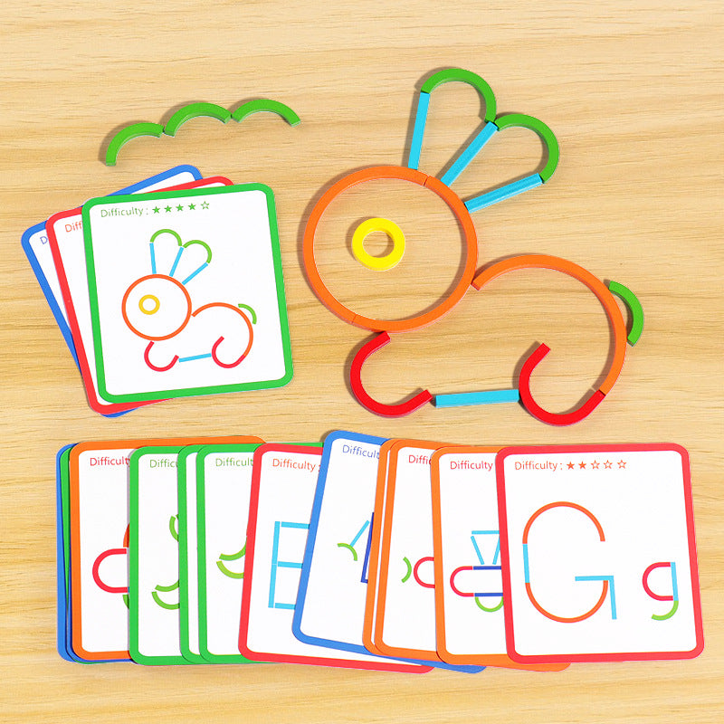 Educational Montessori Sticks and Rings Building Blocks