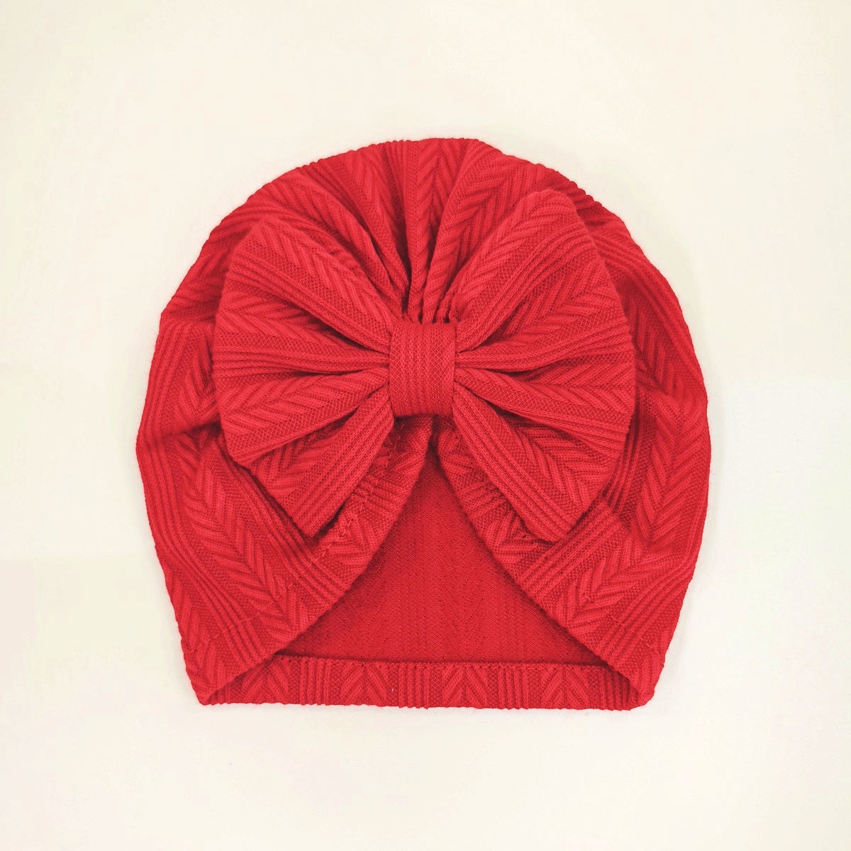 Ruched Baby Turban with Bow – Soft Knit Newborn Hat