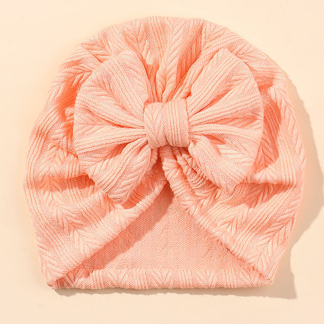 Ruched Baby Turban with Bow – Soft Knit Newborn Hat