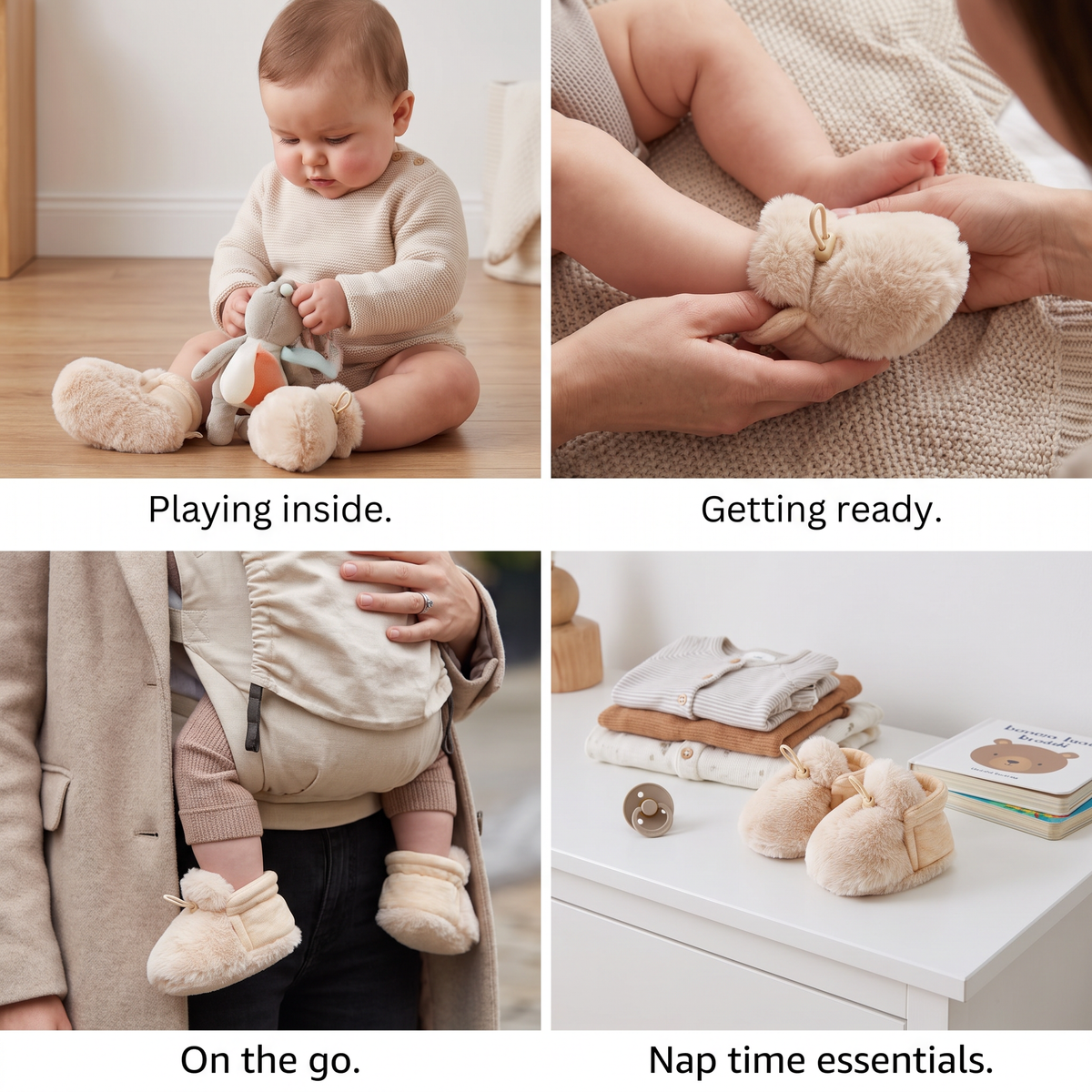 Warm & Cozy Fleece-Lined Cotton Baby Booties with Soft Soles
