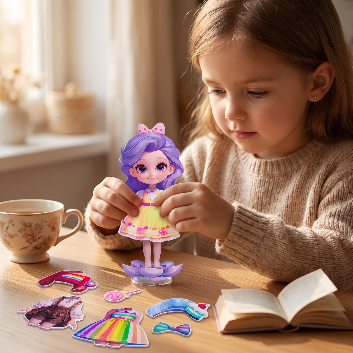 Magnetic Dress-Up Doll Set with Interchangeable Outfits