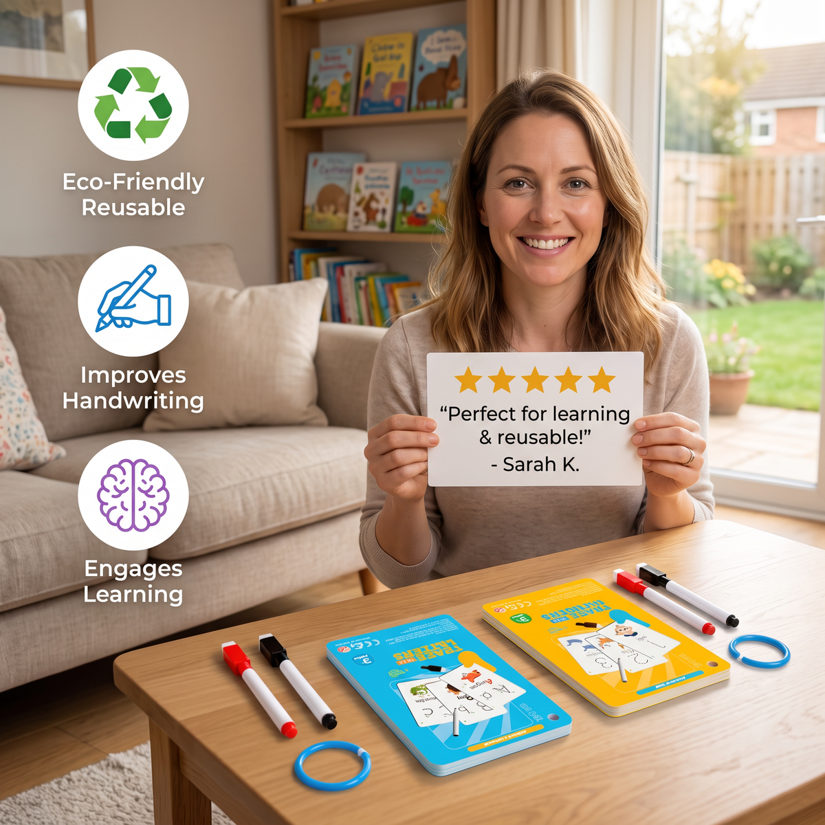 Reusable number and letter tracing book for children