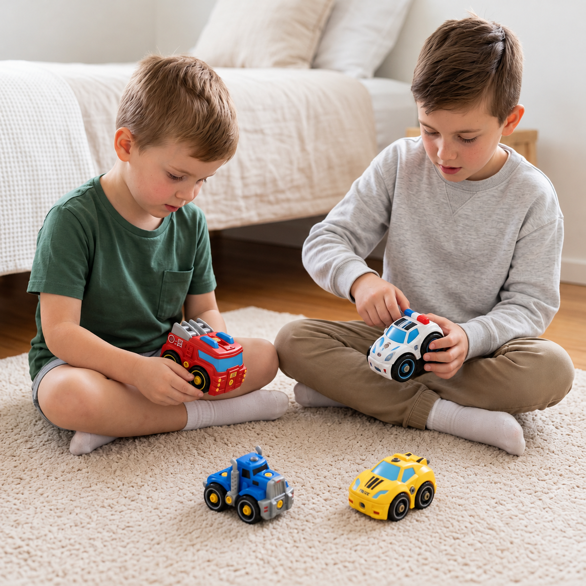 4-Piece DIY Take-Apart City Vehicle Set with Toy Drill