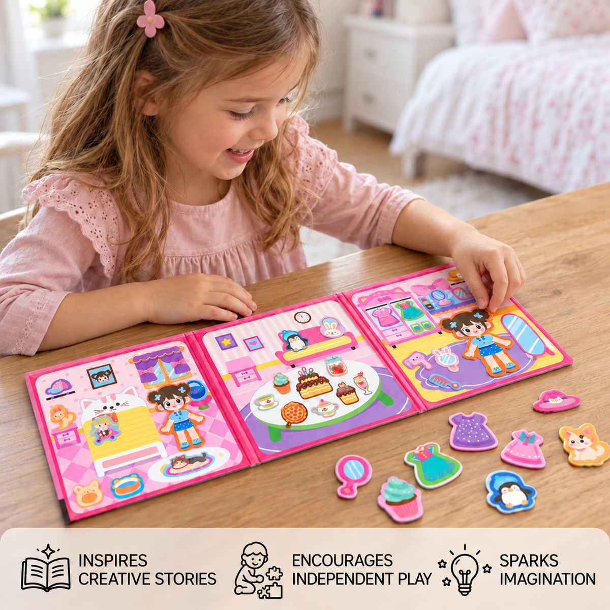 Montessori Magnetic Quiet Book – Creative Dress-Up & Scene Play