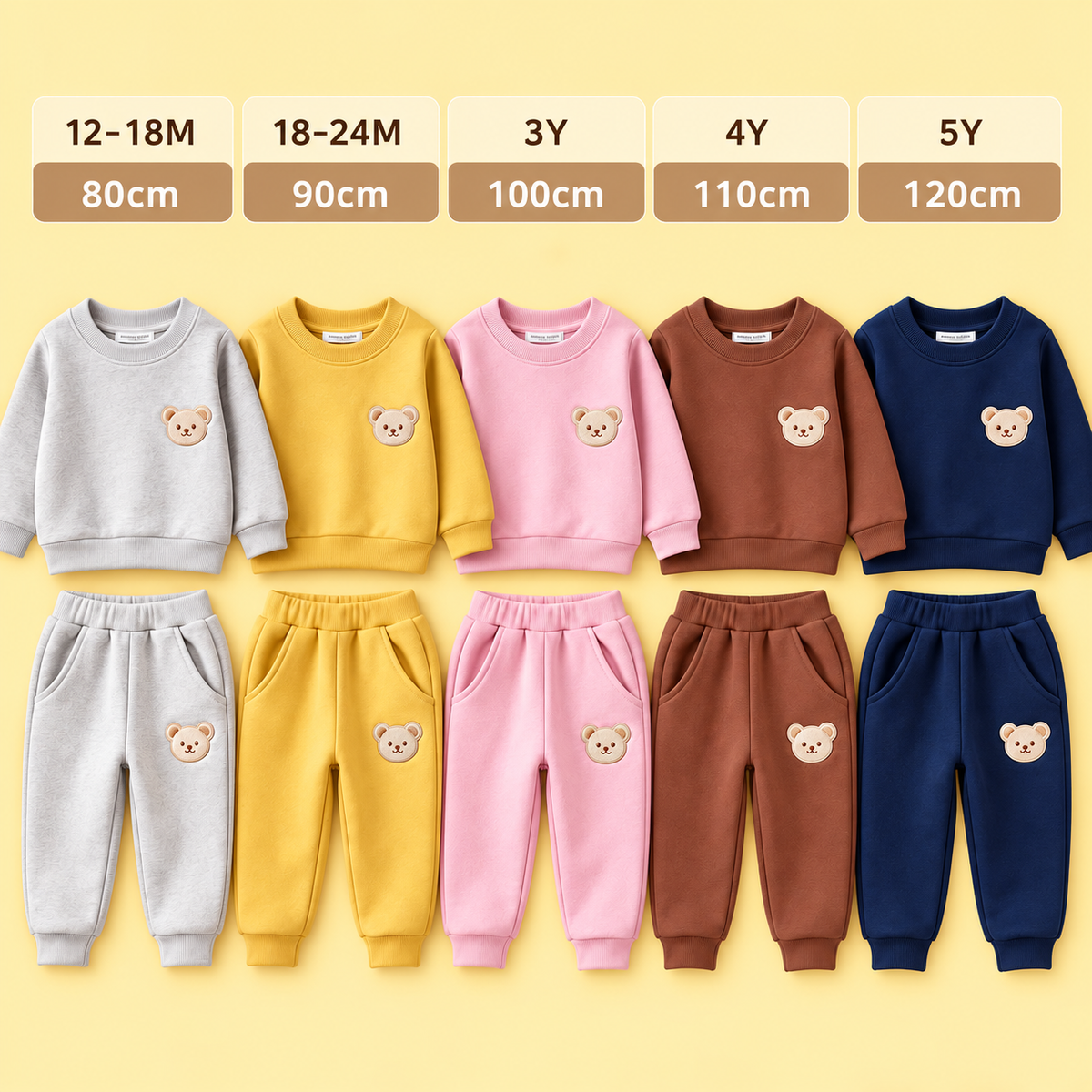 Baby Outfit with Embroidered Bear Sweatshirt & Matching Sweatpants