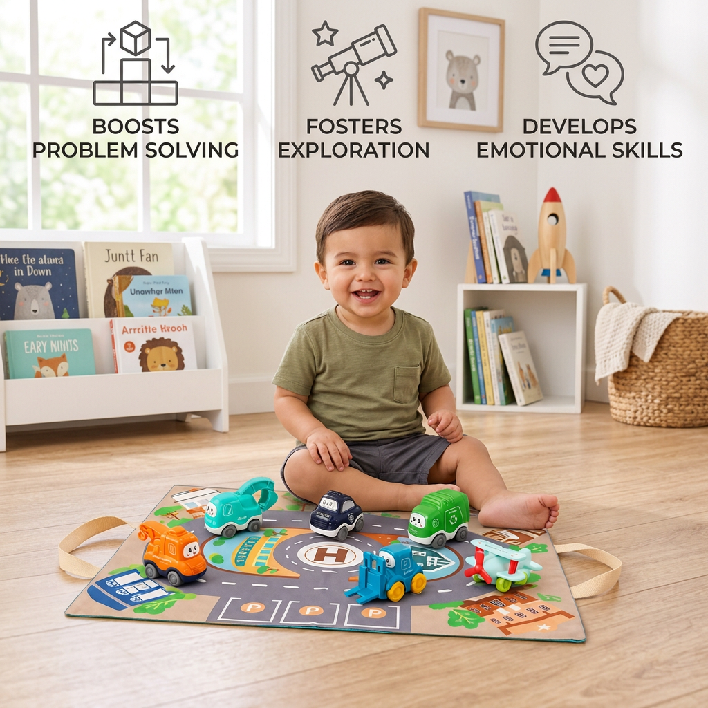 Toddler Toy Truck & Car Set with Play Mat Storage Bag