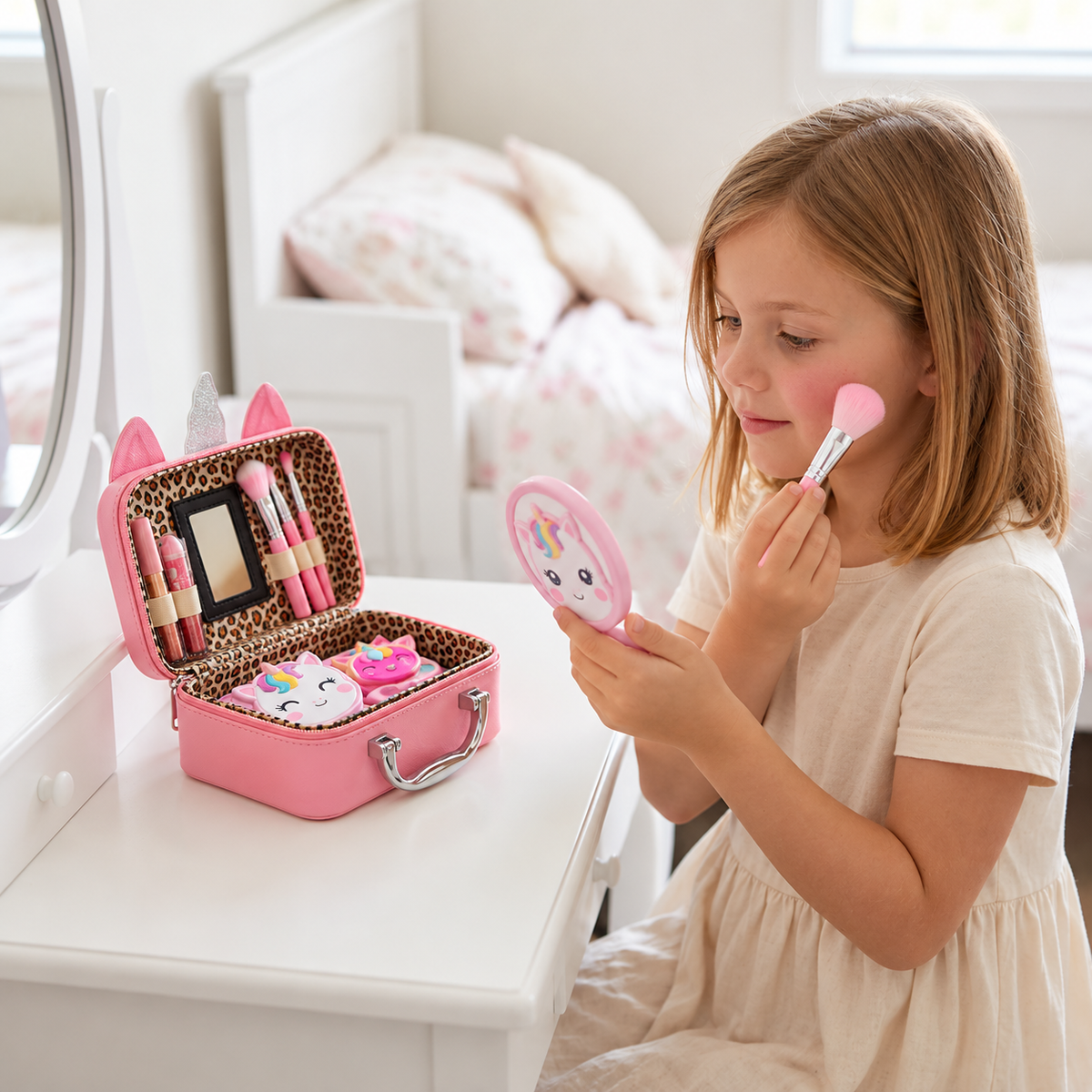 Kids’ Eco-Friendly & Easy-to-Wash Princess Makeup Kit with Cosmetic Bag