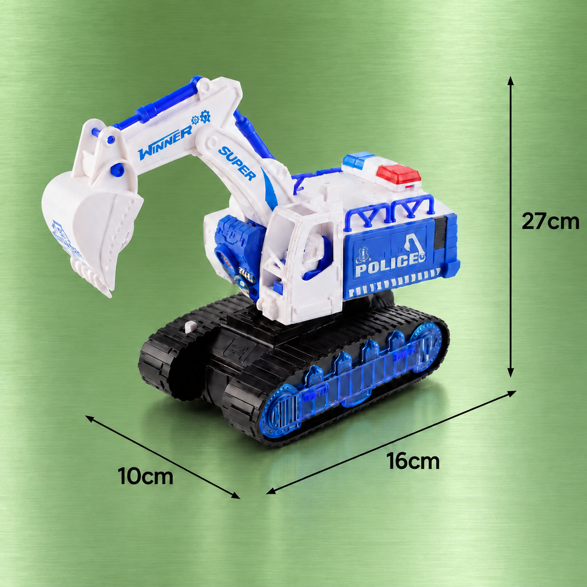 Transforming Police Robot Excavator Toy with Lights & Sounds