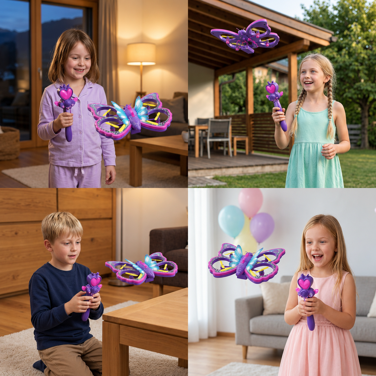 Magic Light-Up Butterfly Quadcopter Toy with Wand Control