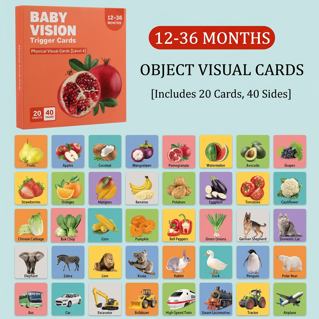 Montessori Baby Learning Flash Cards – Visual Stimulation, Color Recognition & Categorization Set