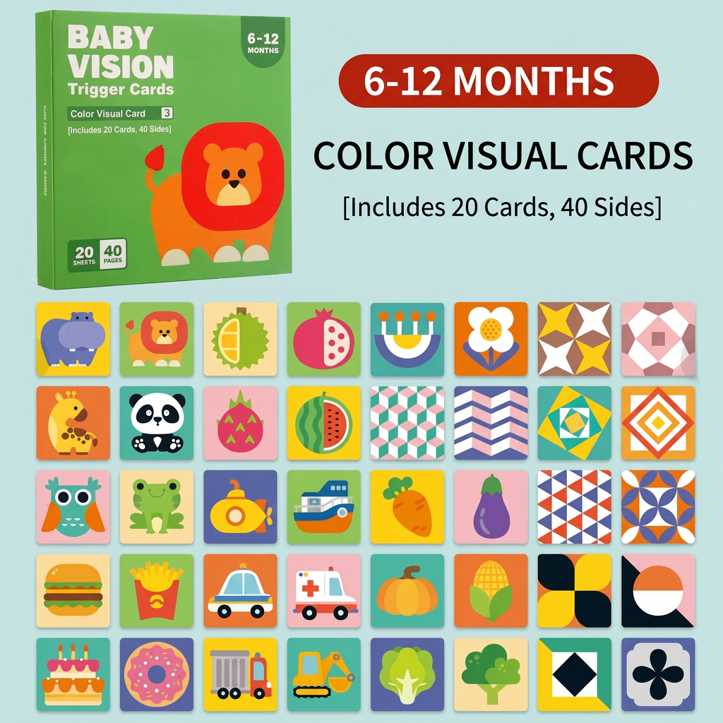 Montessori Baby Learning Flash Cards – Visual Stimulation, Color Recognition & Categorization Set