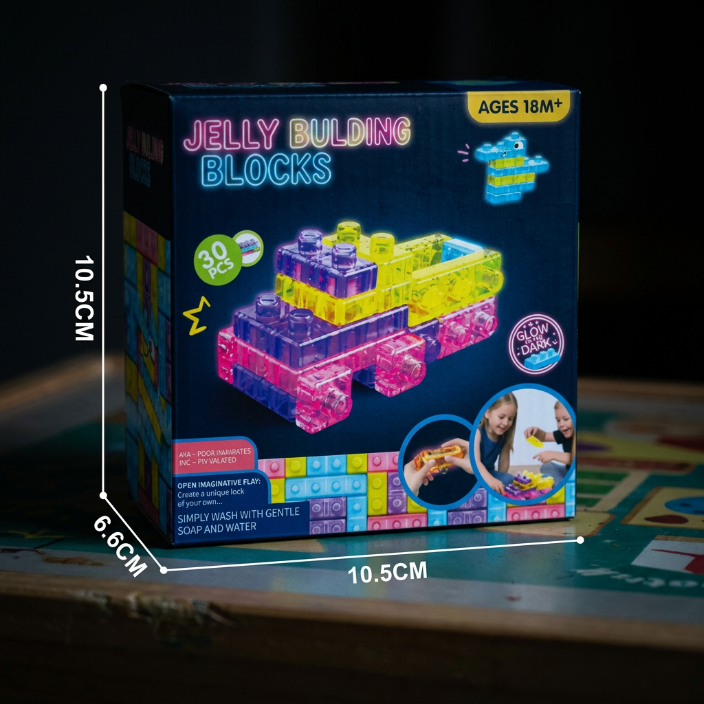 Glow-in-the-Dark Squishy Jelly Building Blocks for Kids – Safe & Soft