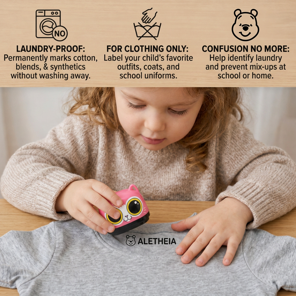 Personalized Kids’ Permanent Name Stamp for Clothing & School Supplies