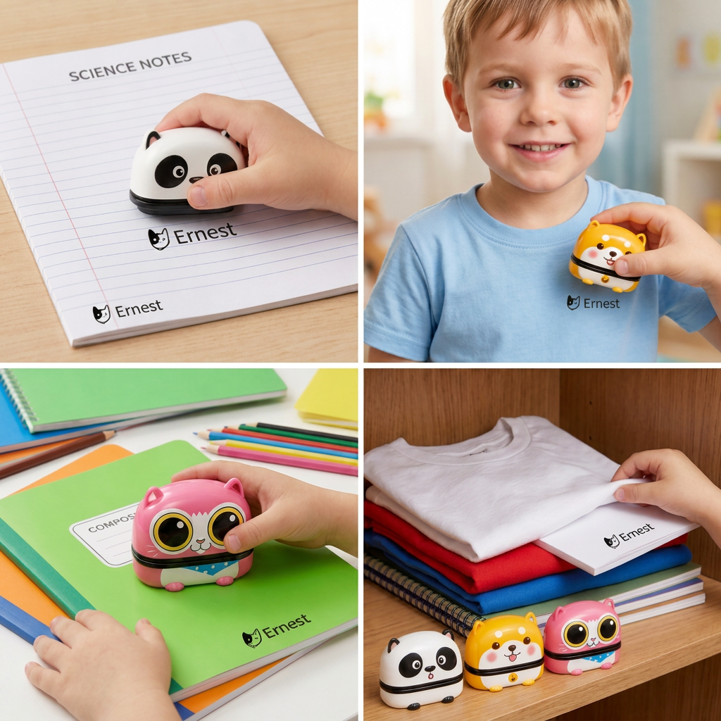 Personalized Kids’ Permanent Name Stamp for Clothing & School Supplies