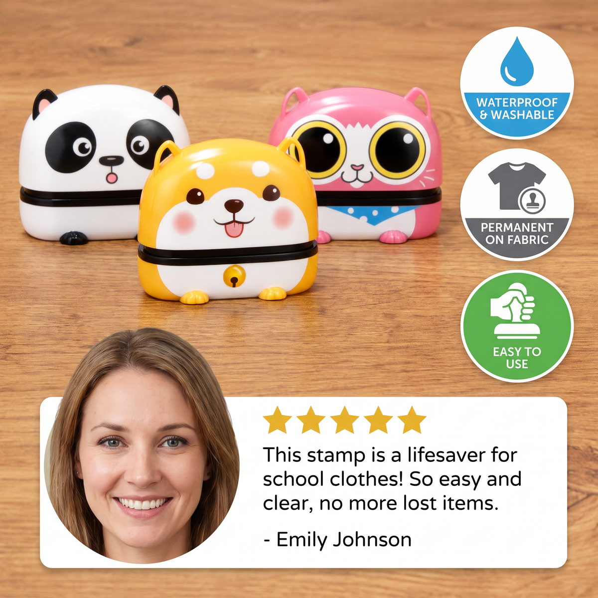 Personalized Kids’ Permanent Name Stamp for Clothing & School Supplies