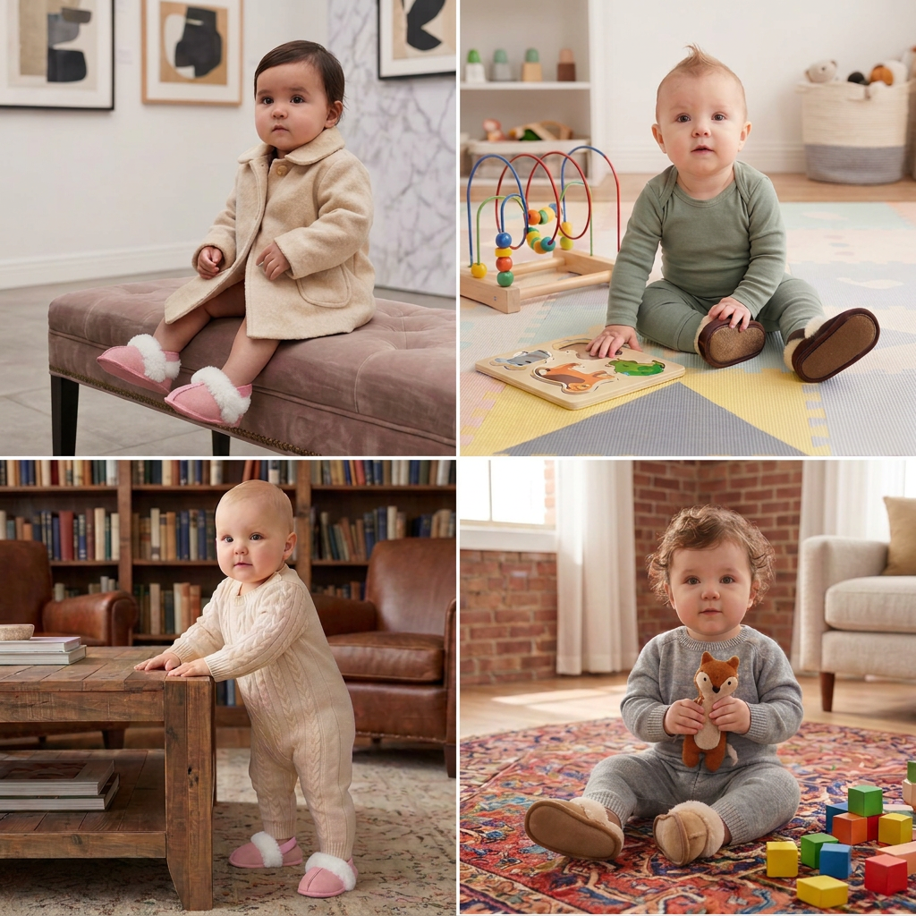 Fluffy Baby & Toddler Slippers with Soft Plush Lining and Non-Slip Soles