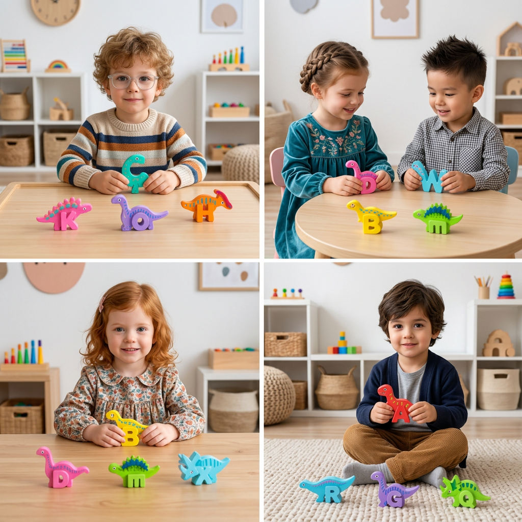 52-Piece Montessori-Style 3D Alphabet Building Blocks Set