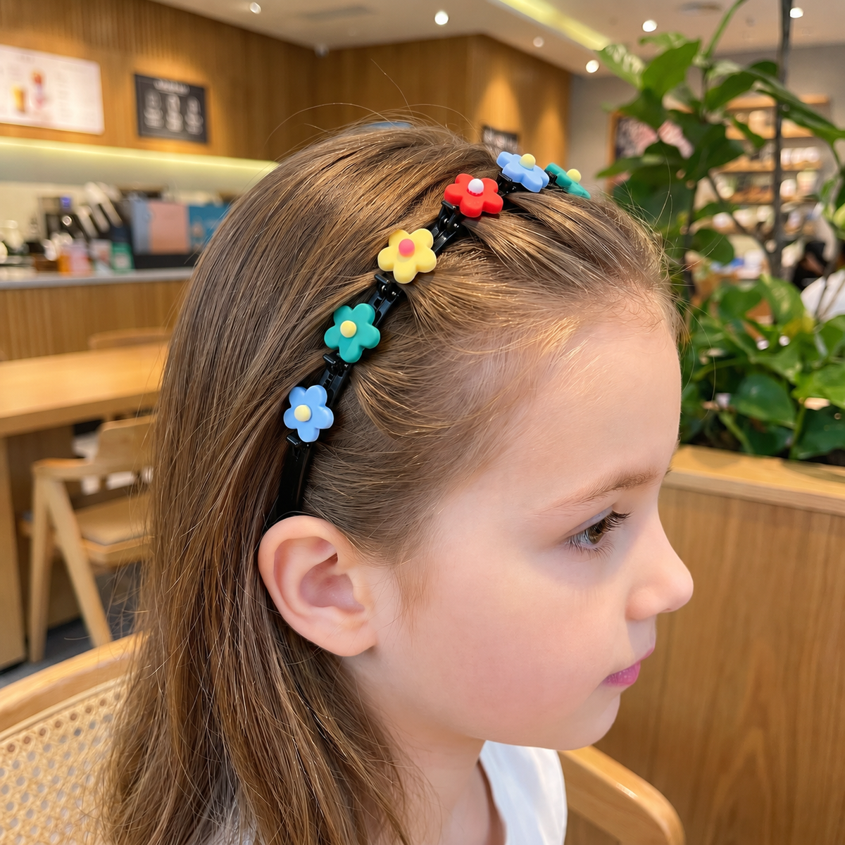 Cute Hair Clips & Bands for Girls with Flower, Strawberry & Rainbow Charms