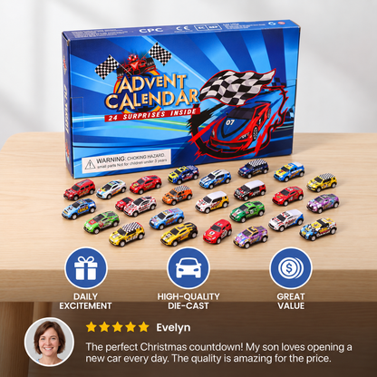 24-Day Racing Car Advent Calendar with Surprise Toy Cars