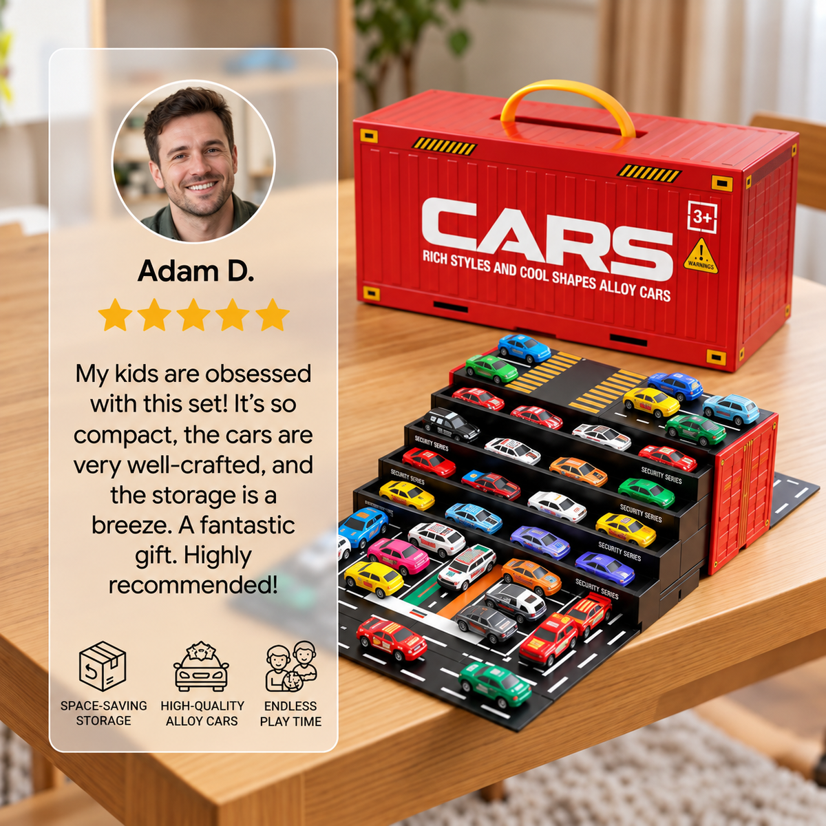 48-Piece Mini Die-Cast Pull-Back Car Set with Storage Container Box