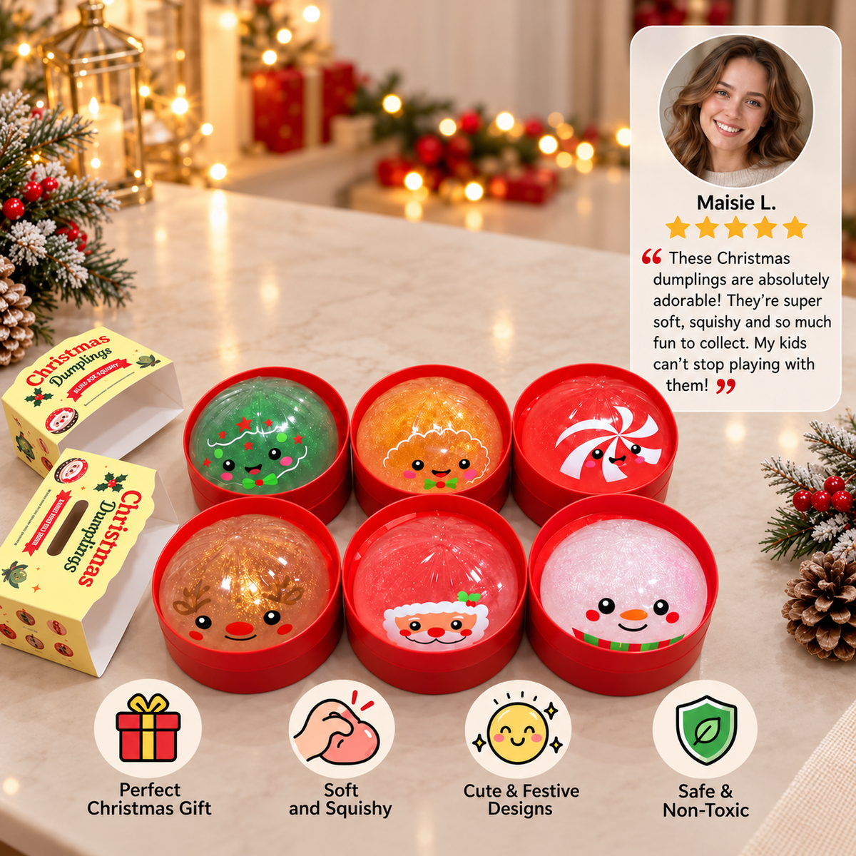 Christmas Dumpling Squishy Stress Relief Toy Set