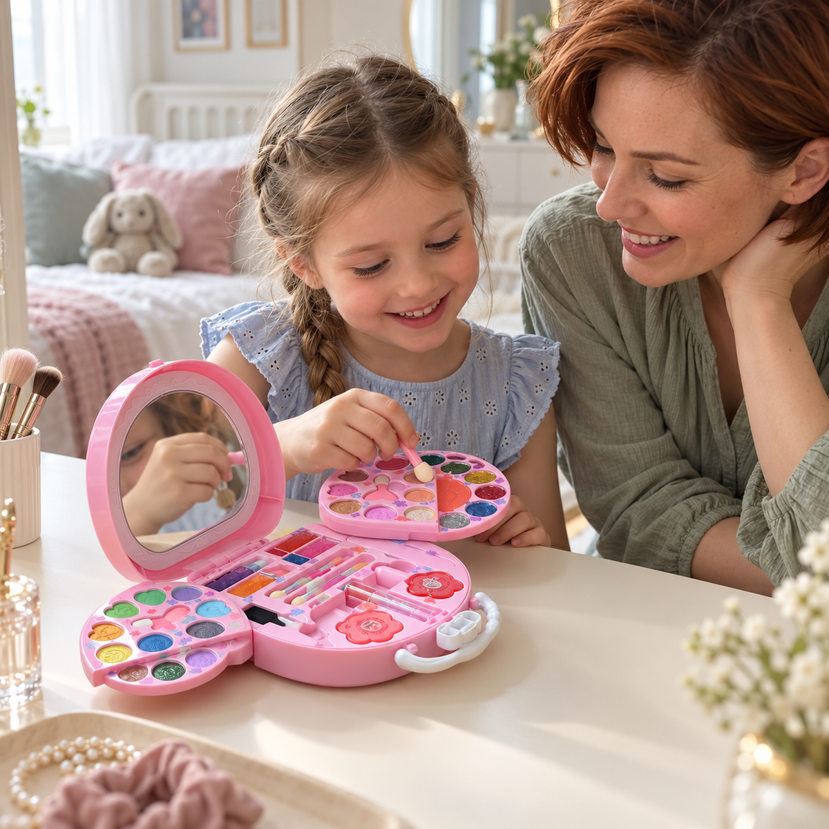 Kids’ Washable Princess Makeup Set with Nail Polish & Storage Box